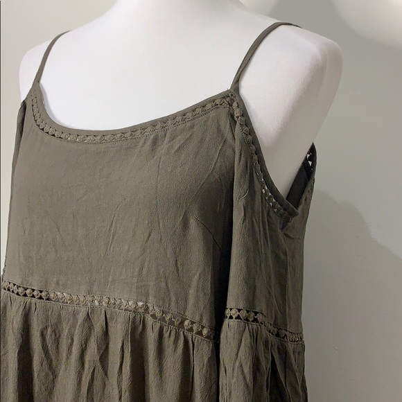 SOPRANO Olive Green Cold Shoulder Boho Dress S - Picture 3 of 11